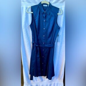 New York & Company SL Button Down Fall Navy Blue Dress; NWT; M